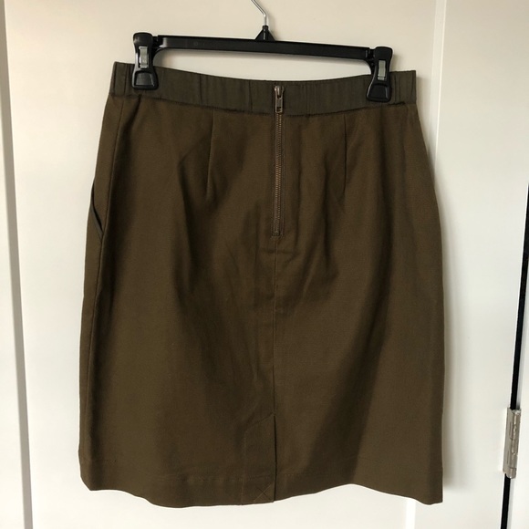 ANTHROPOLOGIE Rione Skirt Olive Black Lace Overlay - Picture 7 of 7